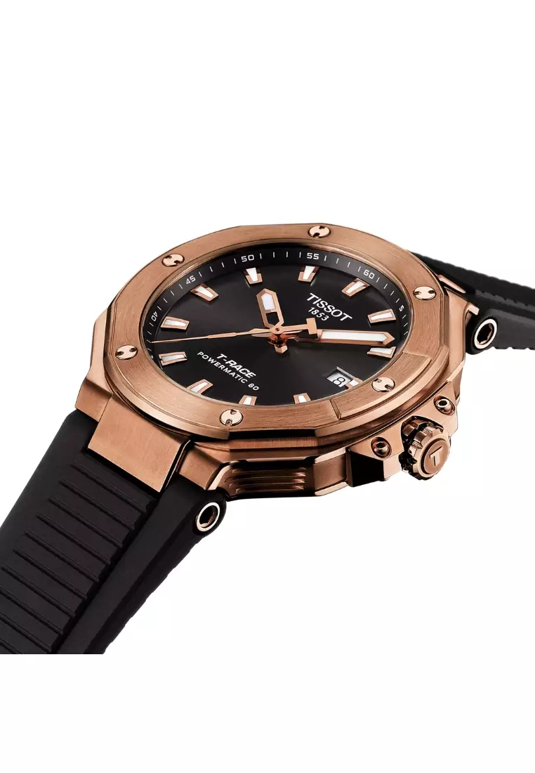Tissot T-Race 41mm Rose Gold PVD Stainless Steel Case Black Dial Black Synthetic Band Automatic T1418073705100