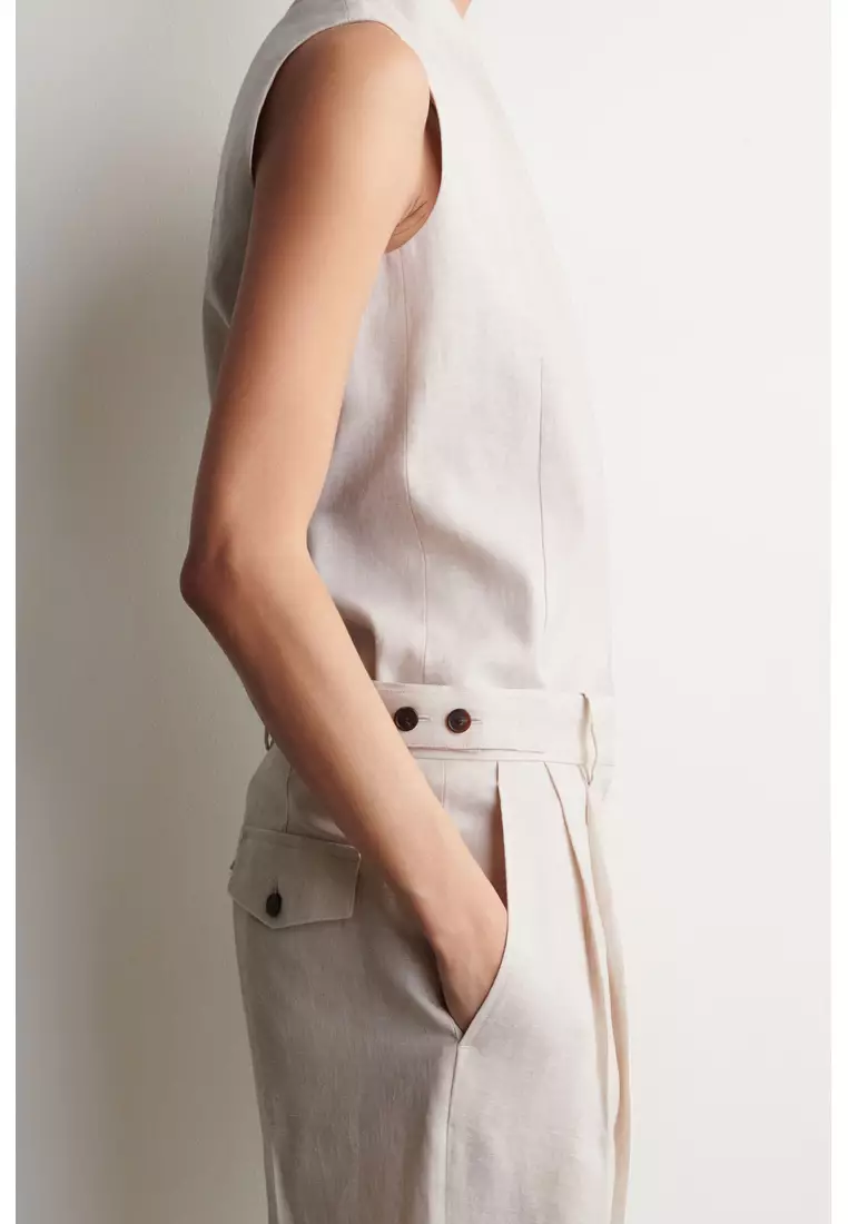 TAILORED LINEN TULIP TROUSERS