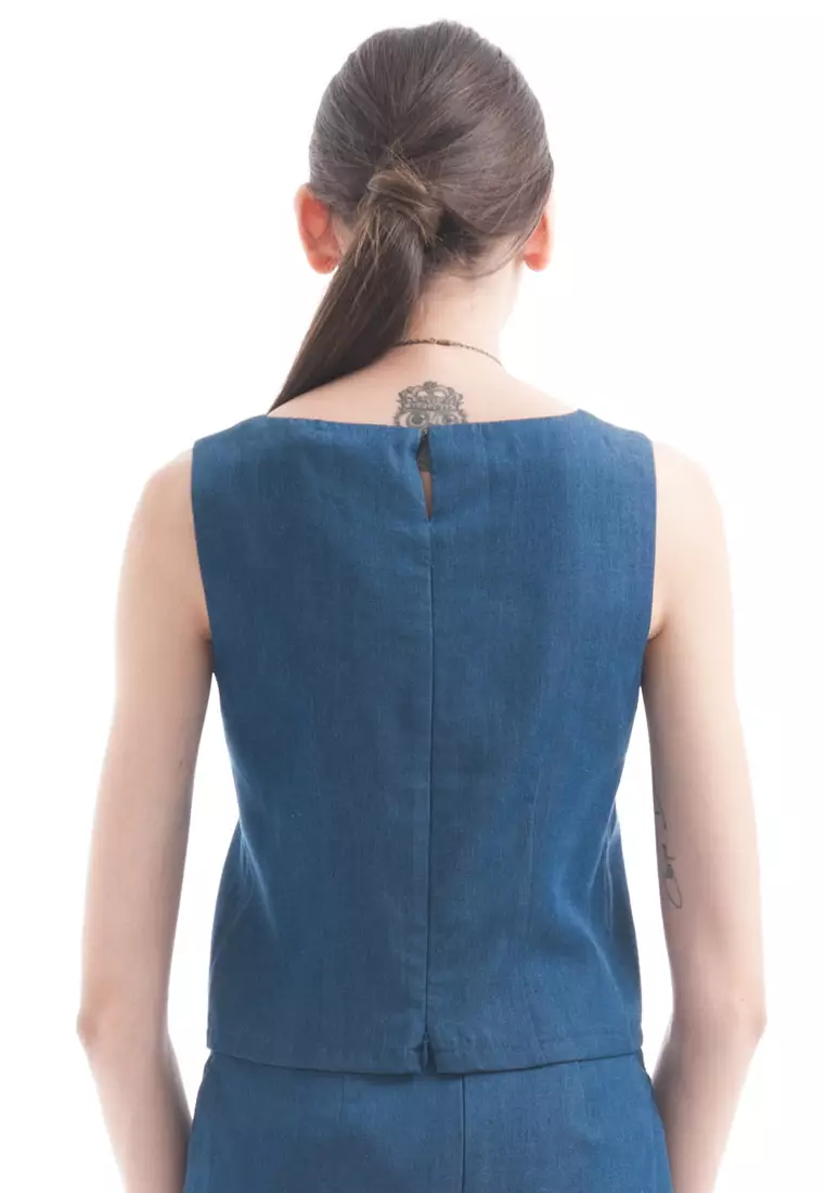 Sleeveless Denim Blouse