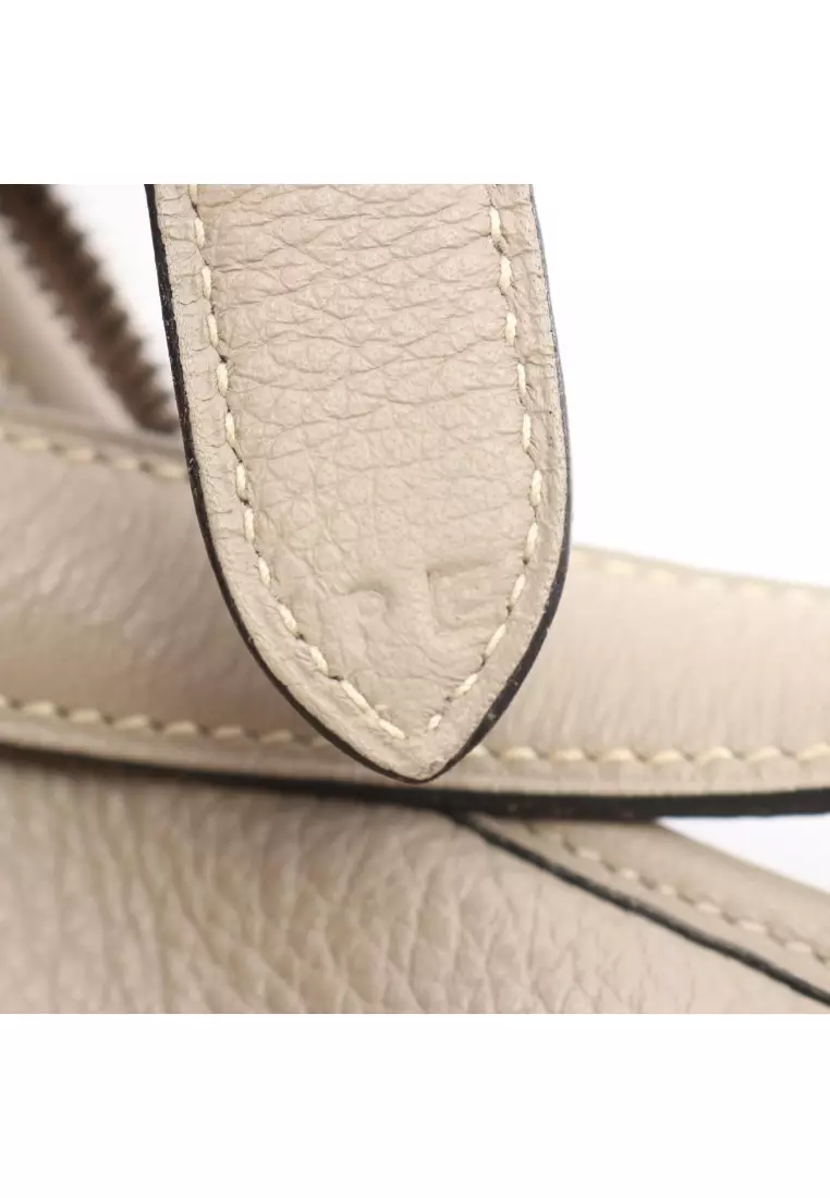 Pre-Loved Hermès trim 31 Shoulder bag Clemence leather Gray beige silver hardware □C stamp