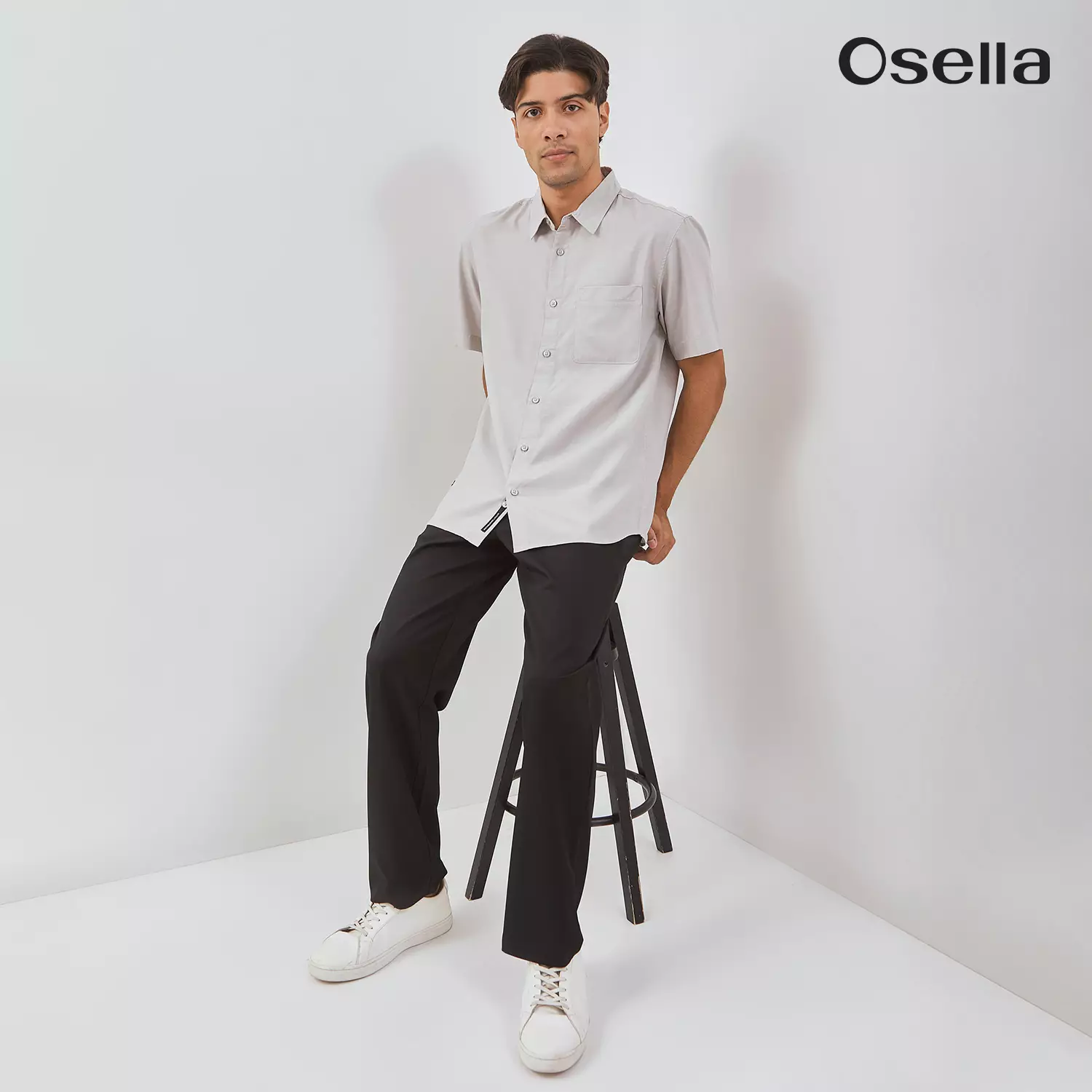 Osella Short Sleeve Tencel Shirt Top 2032660293 | Kemeja Lengan Pendek Pria