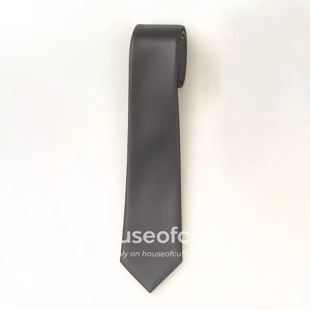 Houseofcuff dasi panjang dasi kupu pocket square satin Dark Grey