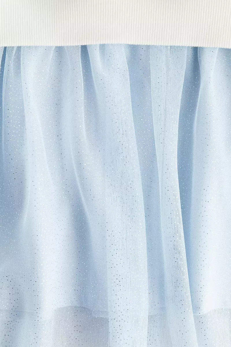 Printed tulle-skirt sweatshirt dress