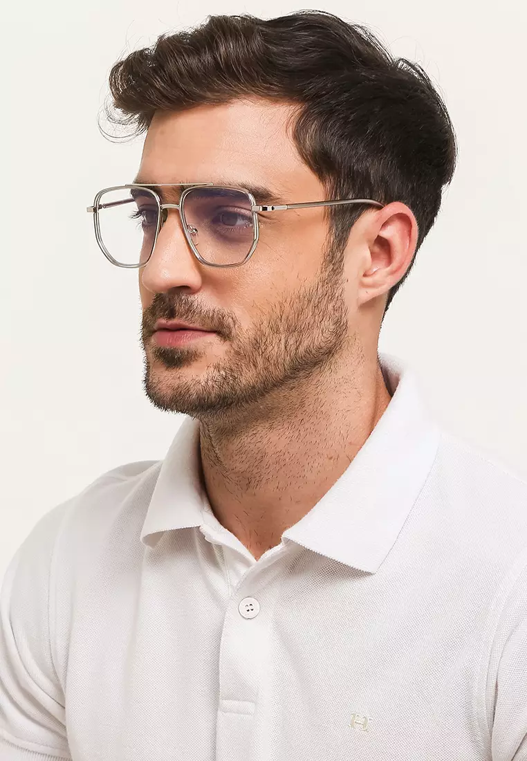 Kacamata Anti Blue Light Gervind Silver Glasses Fashion Unisex
