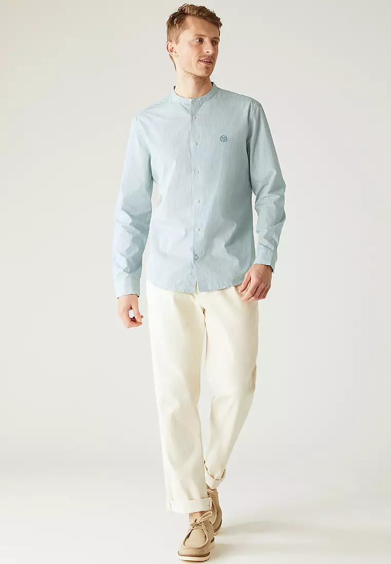 Pure SupimaÂ® Cotton Grandad Collar Shirt