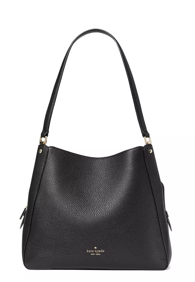Black triple compartment large cross body bag shop
