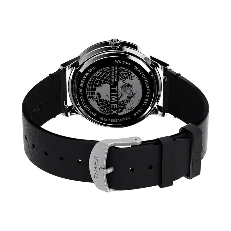 Jam Tangan Pria Timex Waterbury TW2Y29600 Blue Dial Black Leather Strap