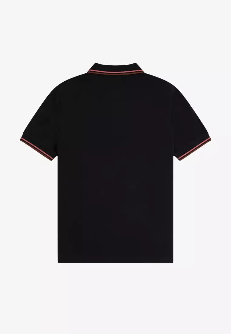 Fred Perry M3600 Twin Tipped Fred Perry Shirt (Black / Putty Pink / Whisky Brown)
