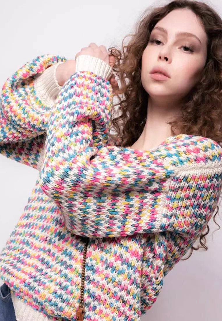 Rainbow on sale knit sweater