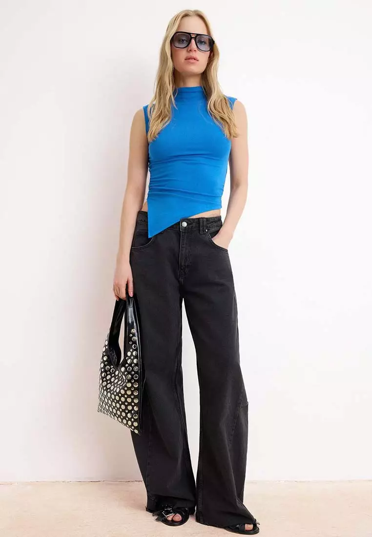 High Neck Asymmetrical Top