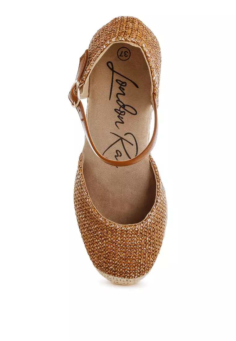 Tan Raffia Woven Wedge Sandals