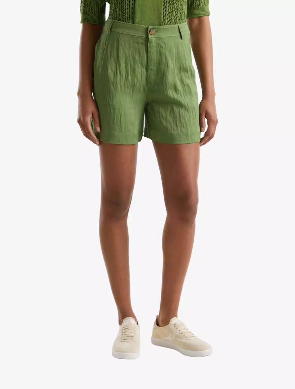 United Colors Of Benetton Kadın Beyaz Streç Pamuklu Arka Beli Lastikli Straight