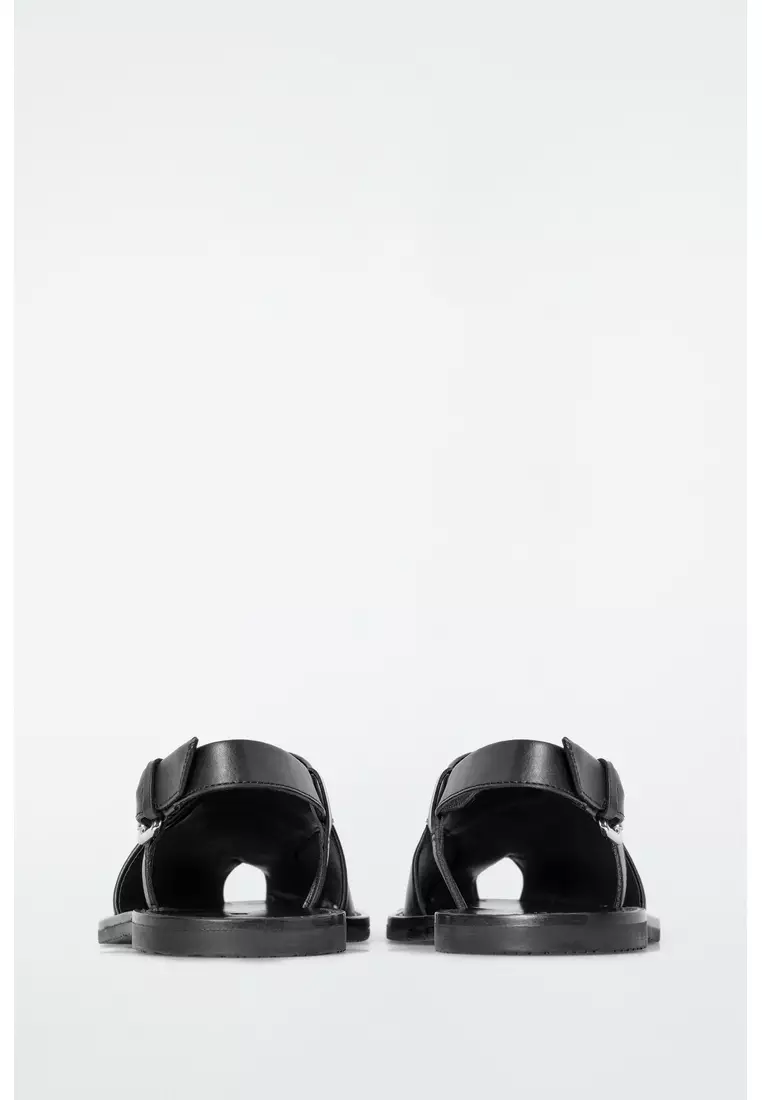 CROSSOVER LEATHER SLINGBACK SANDALS