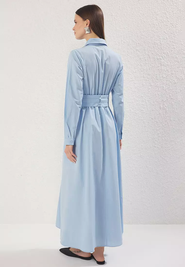 Light Blue Bow Detail Woven Dress Tctss25Eb00122