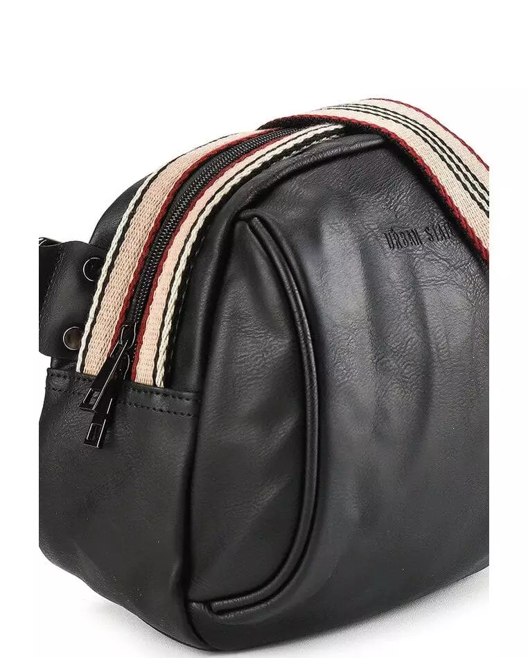 Distressed Leather Pouch Trim Crossbody Bag