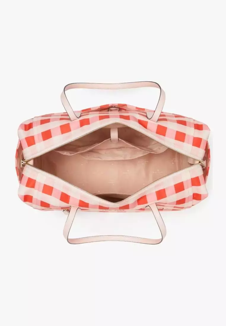 Kate Spade Chelsea Gingham Weekender Pink Multi