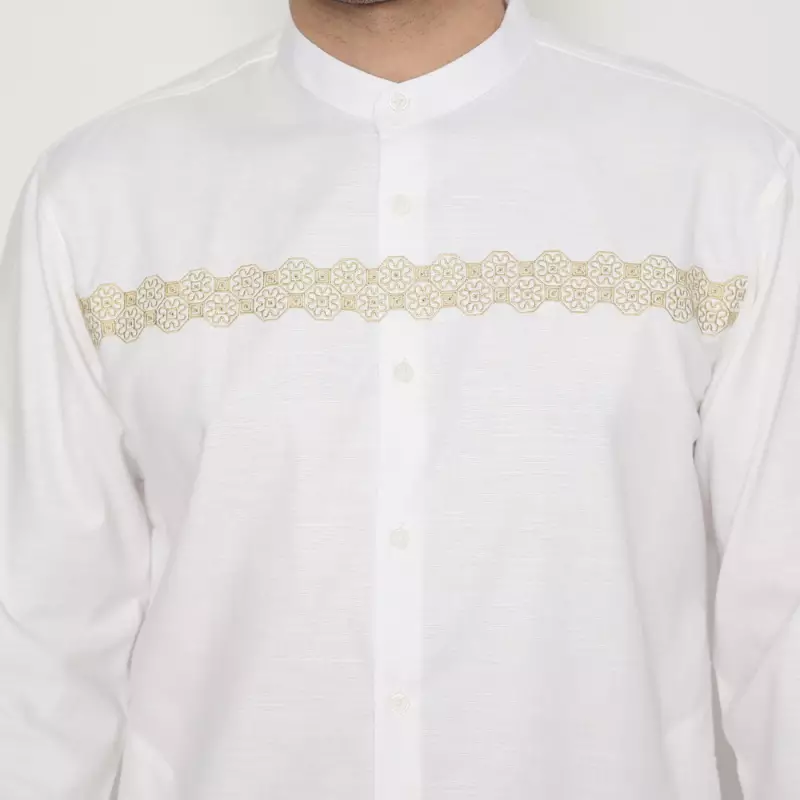 AMK Baju Koko Lengan Panjang Bordir KK SALMAN L/S PUTIH