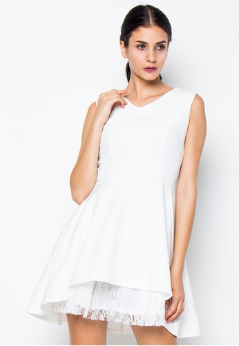 Lace A-Line Mini Dress - White