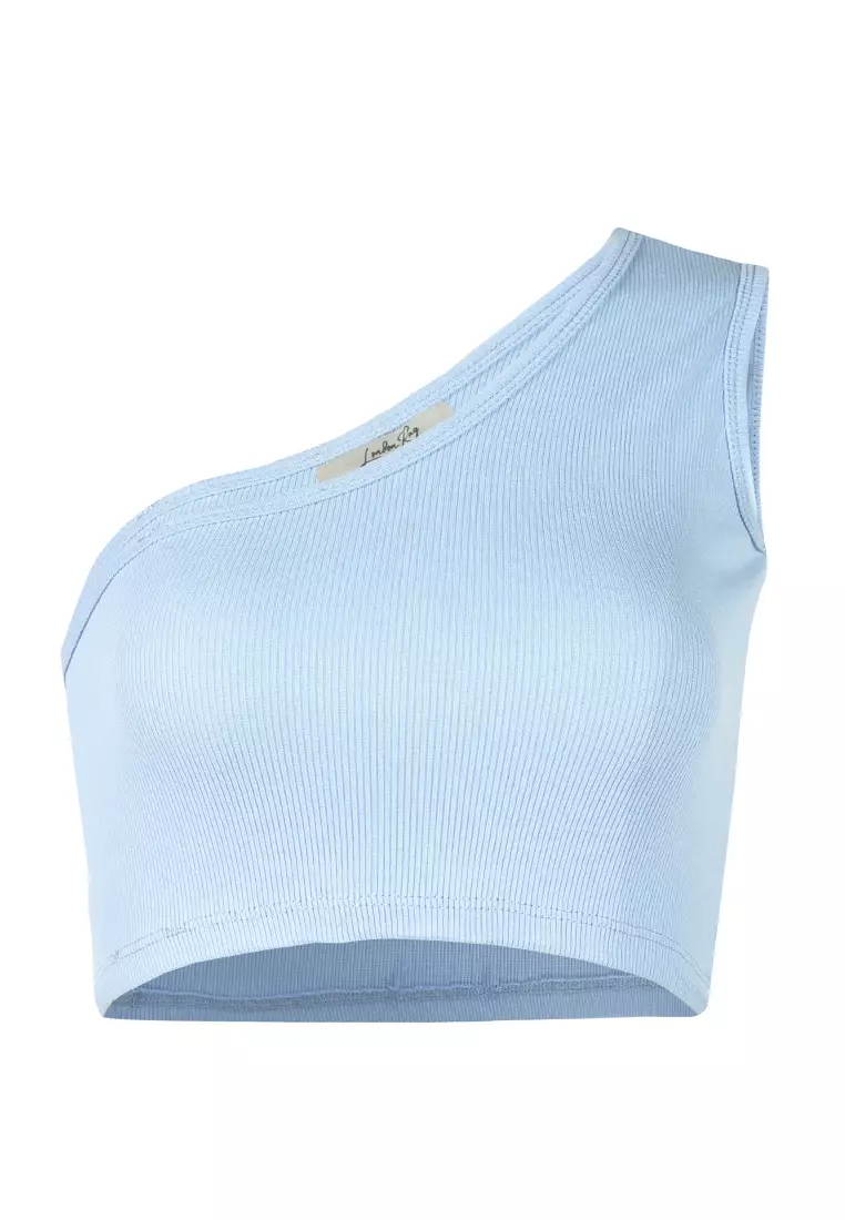 Light Blue Asymmetrical Basic Crop Top