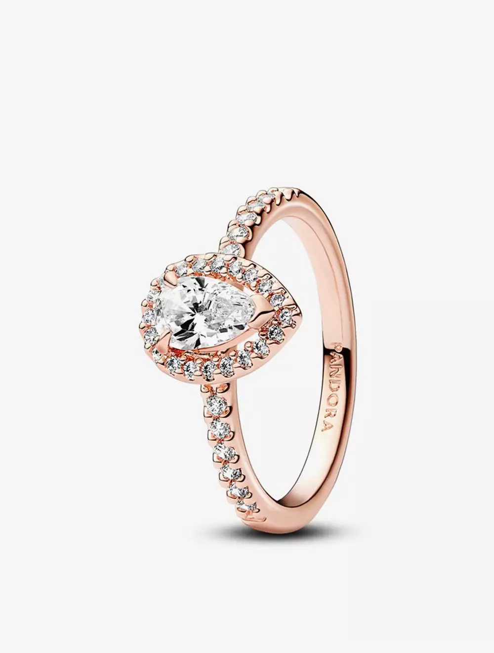 Jual PANDORA 14k Rose gold-plated ring with clear cubic zirconia