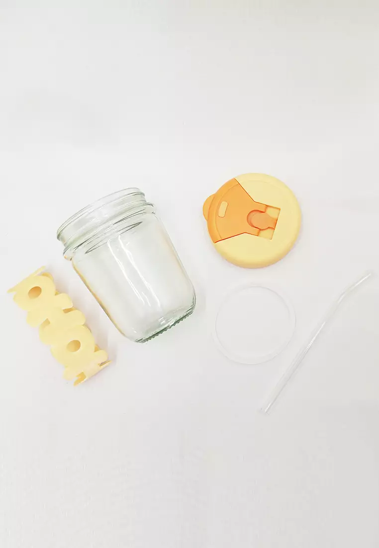 Wakakids Botol Minum Gelas Kaca Tumbler Cup Aesthetic Motif Hoho Free Sedotan Kaca 350ml Venjr Ungu