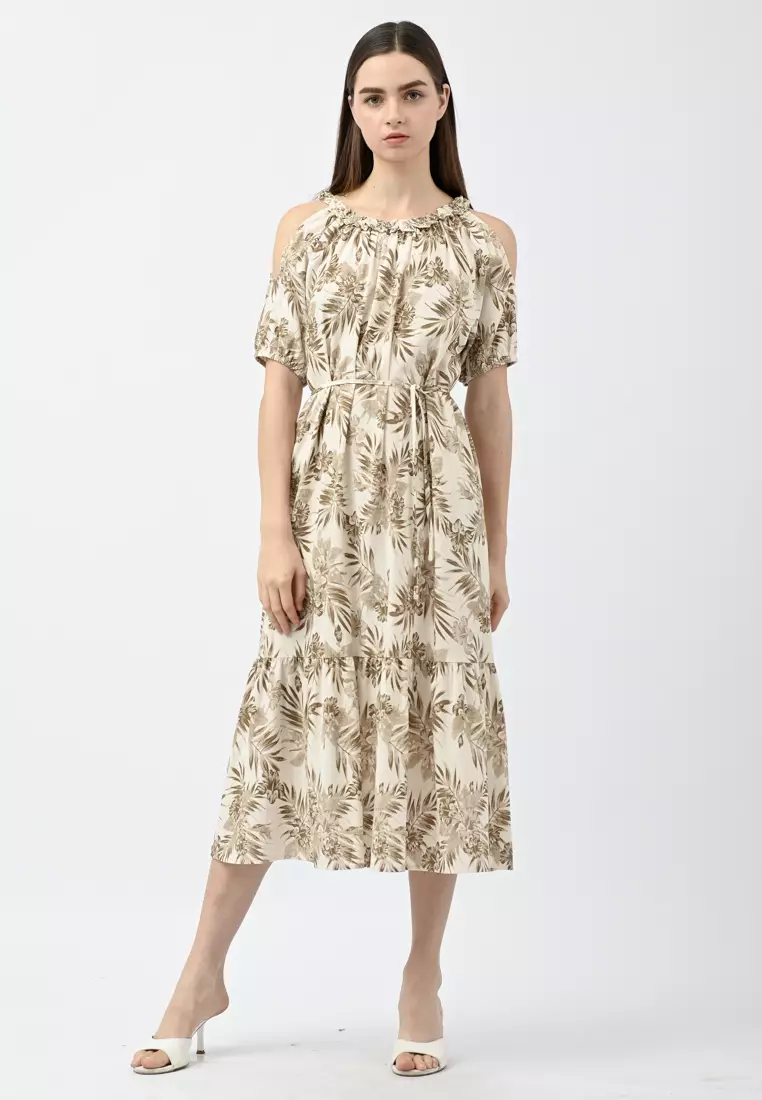 Cold Shoulder Floral Dress