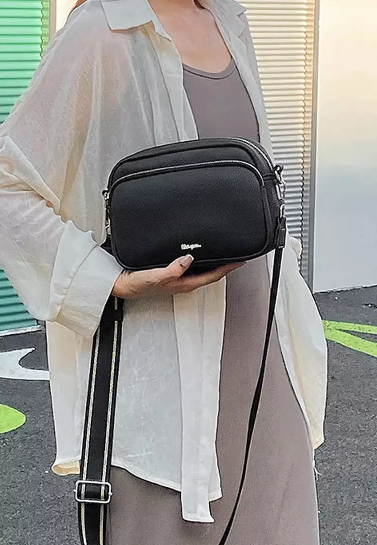 C2 Camila Black Double Zip Crossbody Bag