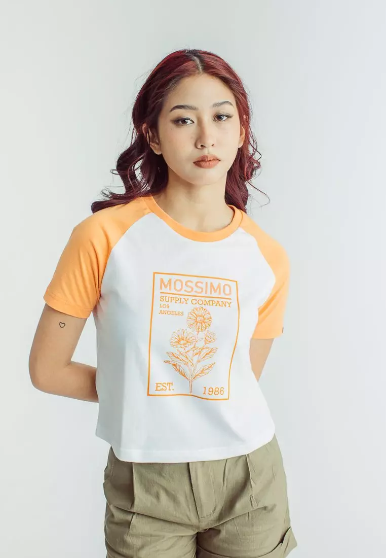 Buy Mossimo Mossimo White with High Density Boxed Design and Floral Soft  Touch Print Classic Cropped Fit Tee 2024 Online