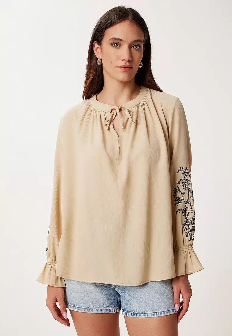 Embroidery Embroidered Linen Blouse
