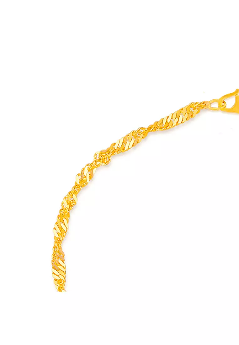 916/22K Gold Wave Chain Bracelet T001 (1.50MM)