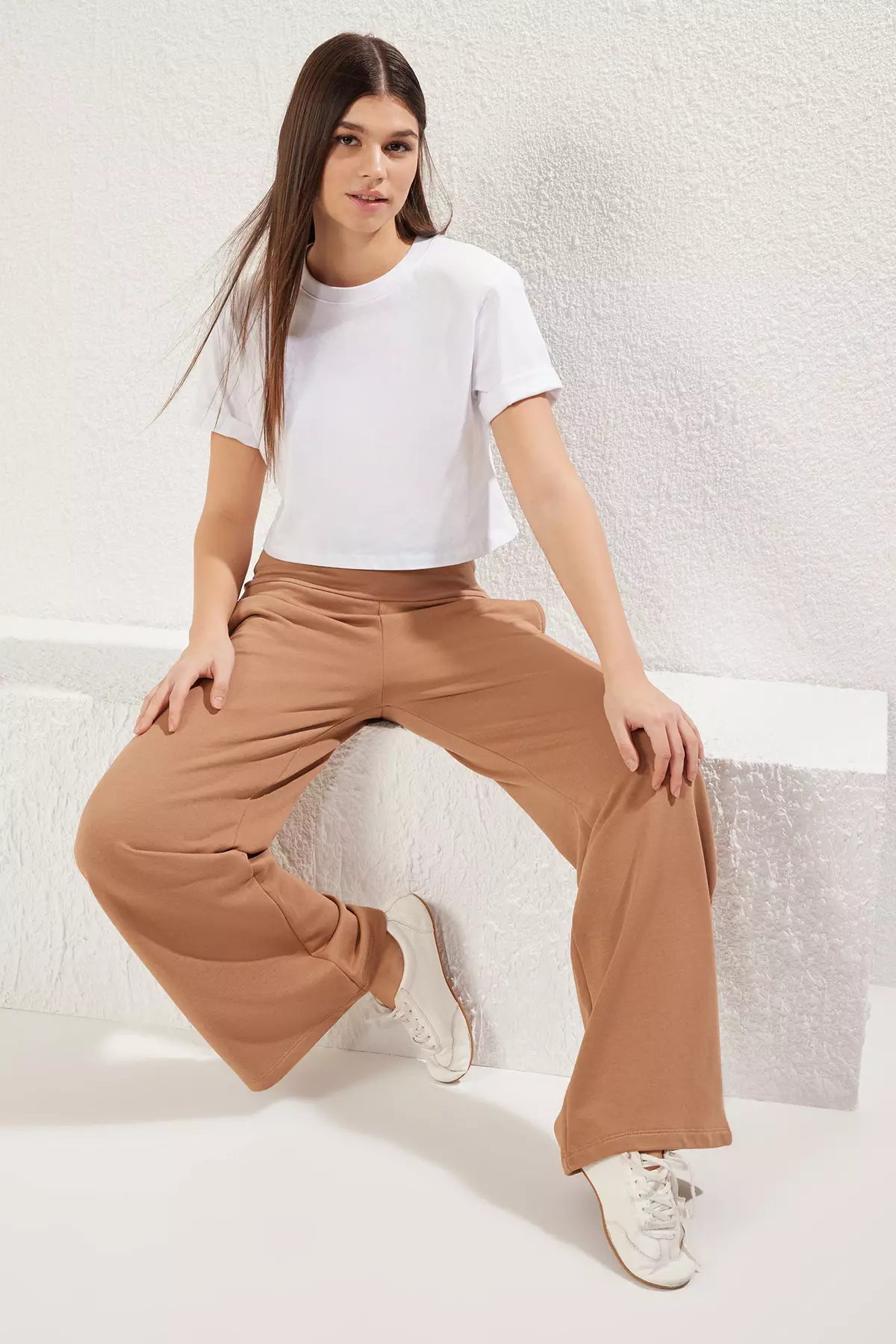 Stone Thin Extra High Waist Wide Leg Cut Trousers