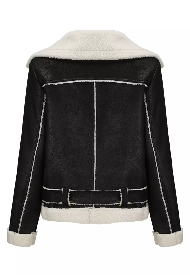 All black sales shearling jacket