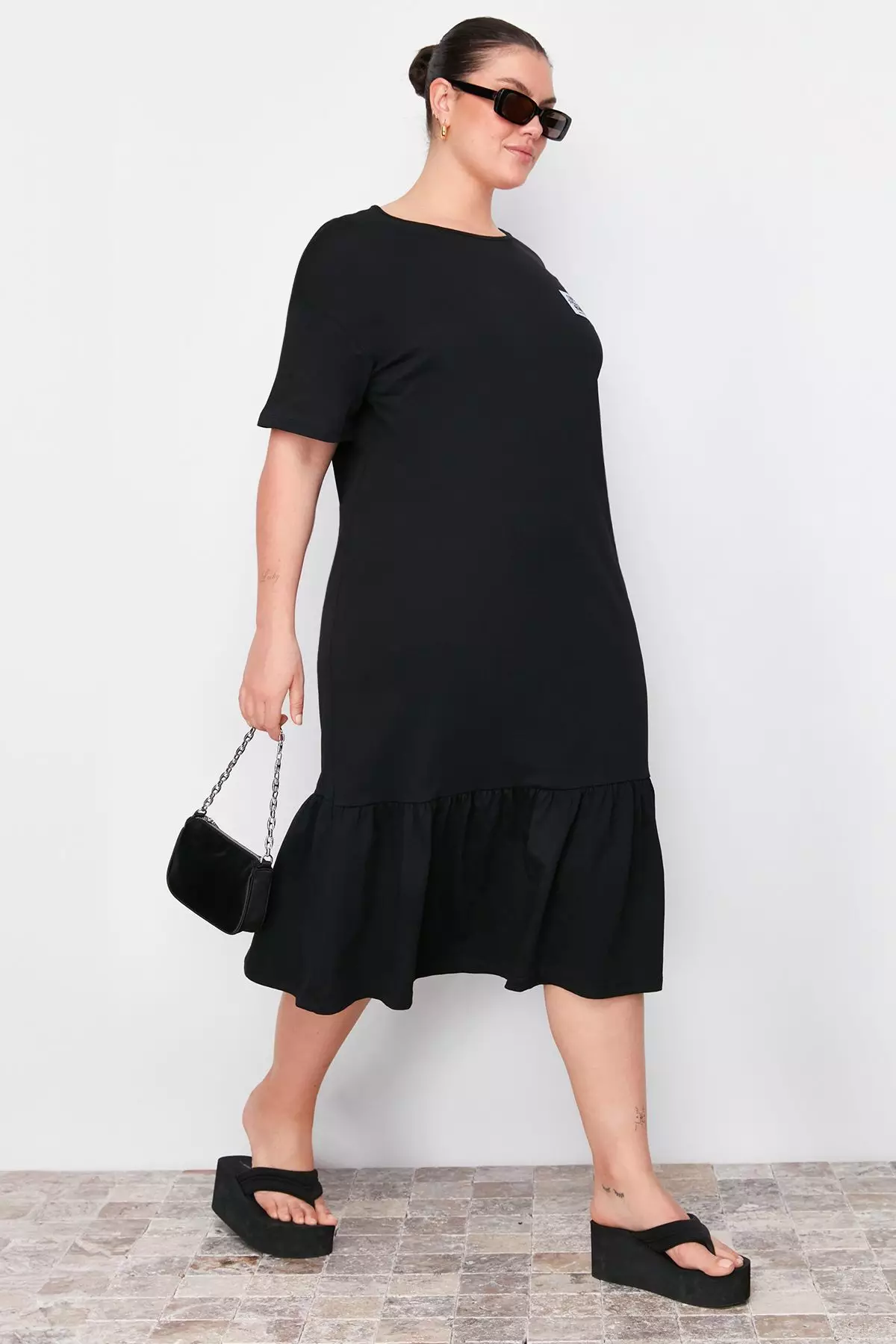 Plus Size Label Detailed T-Shirt Dress