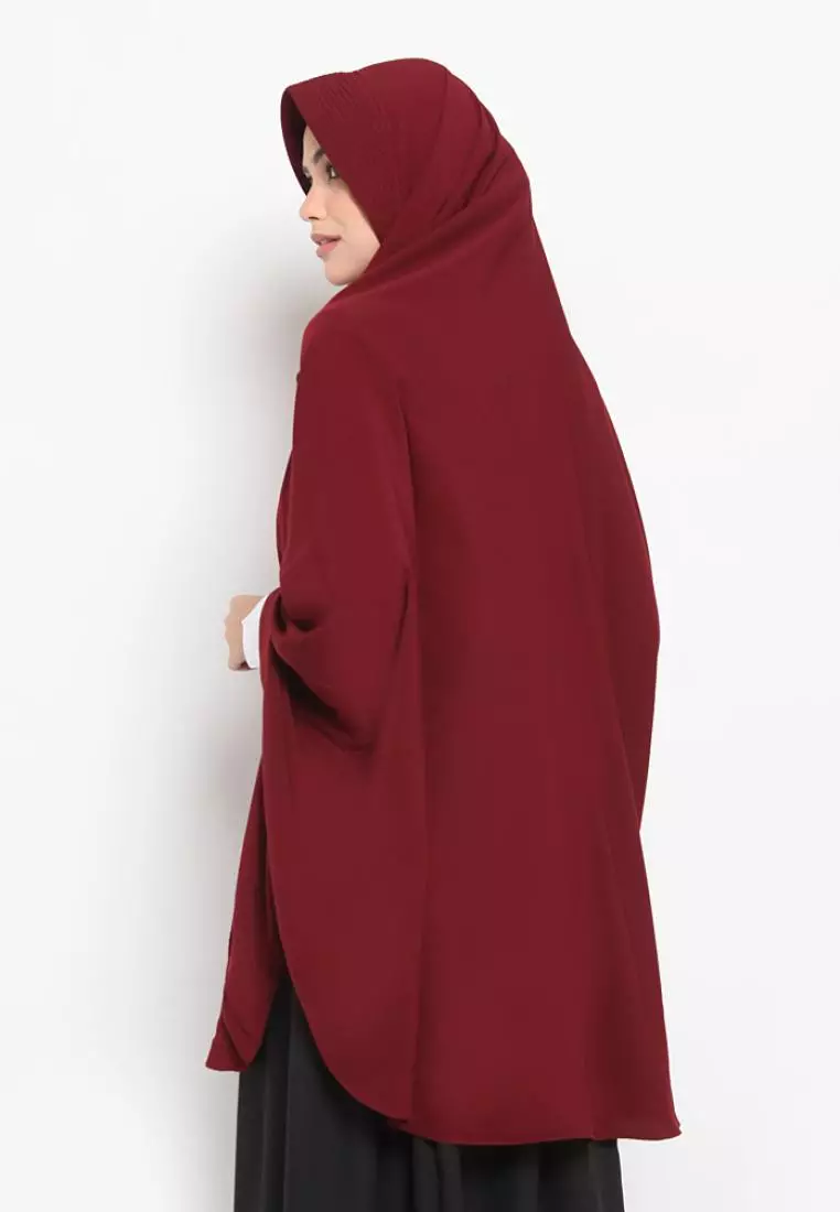 Queenza Zayidan French Khimar Hijab Jahida Button - Maroon