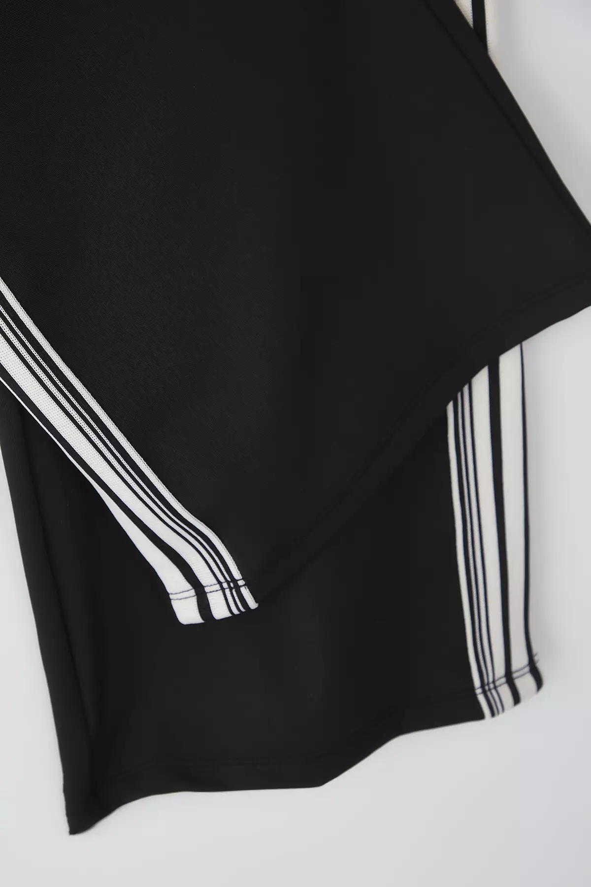 Black High Waist Striped Diving/Scuba Fabric Sports Knitted Sweatpants