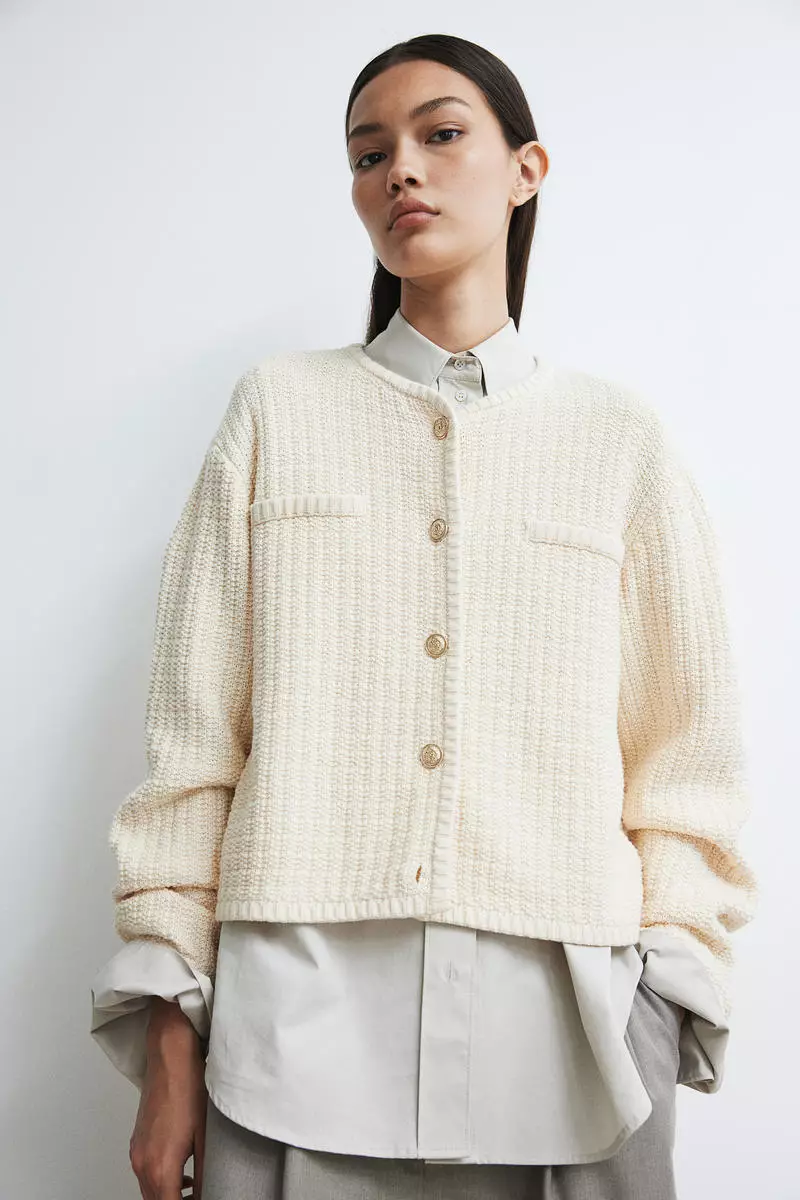 Buy H&M Short textured-knit cardigan Online ZALORA Malaysia