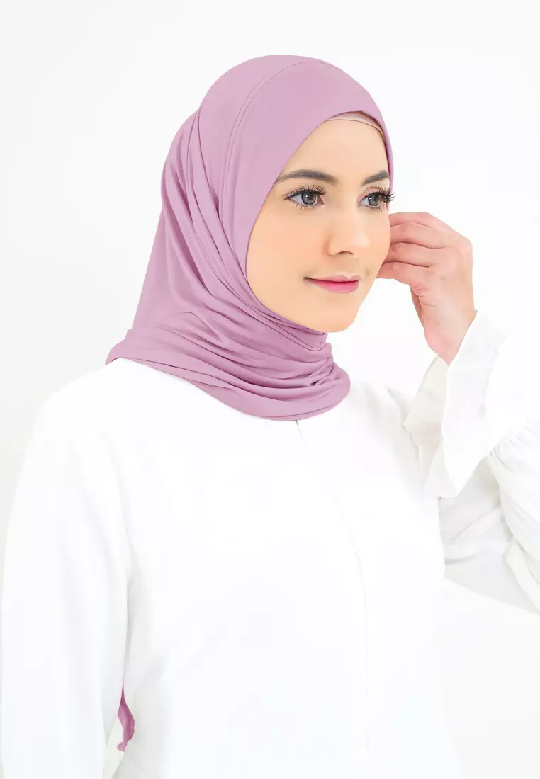 Cotton Bee - Syahira Segitiga Instan | Hijab Jersey | Kerudung Instan - Purple