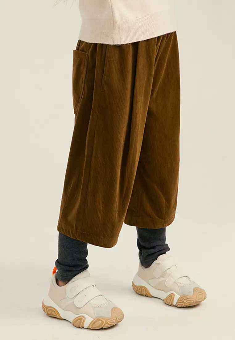Loose Fit Corduroy Mid-Calf Trousers