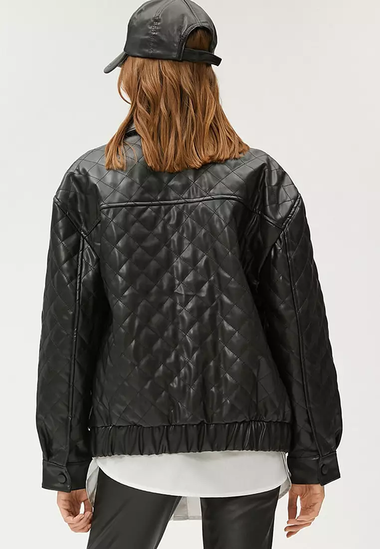 Faux Leather Quilted Jacket