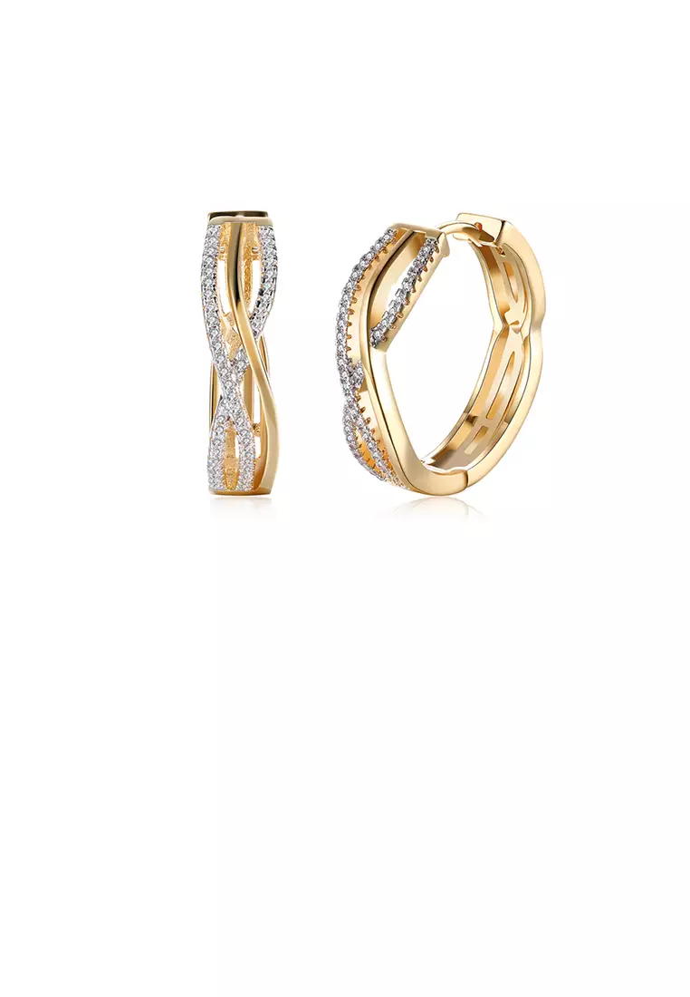 Buy Glamorousky Fashion Plated Champagne Gold Line Earrings with