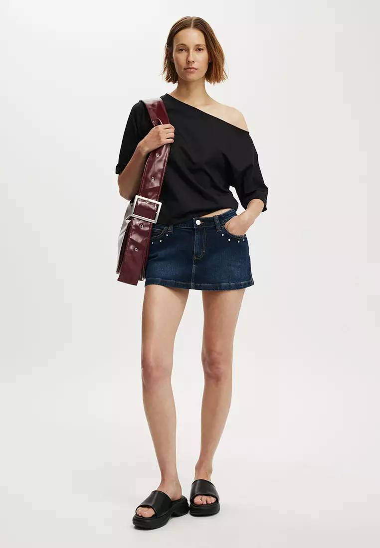 Micro Low Denim Skirt