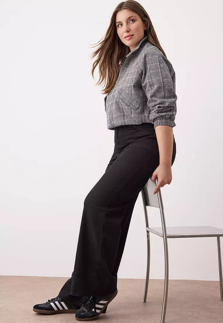 Black High-Leg Denim Plus Size Flare Jeans