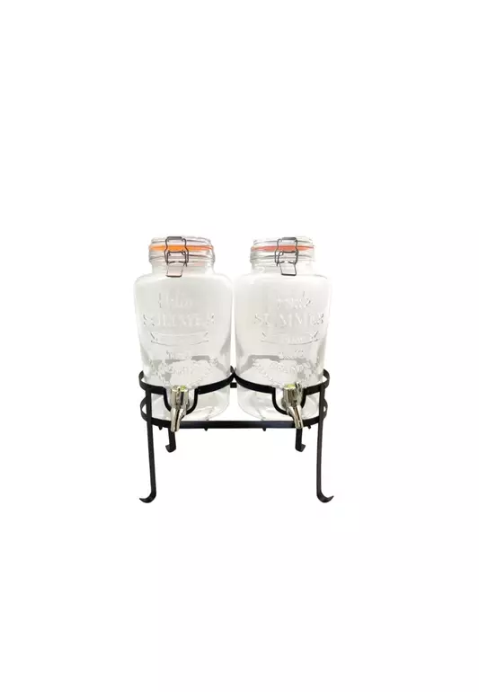 Double Dispenser 3 Liters with Black Lid and Stand