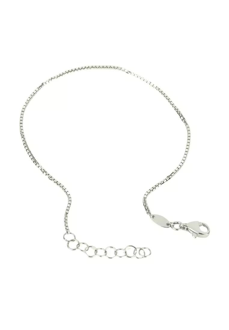 Bold Box Chain Bracelet 14k White Gold