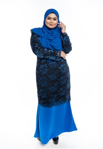 Buy Nayli Plus Size Kurung Modern Royal Blue Lace from Nayli in Black and Blue and Multi only 399