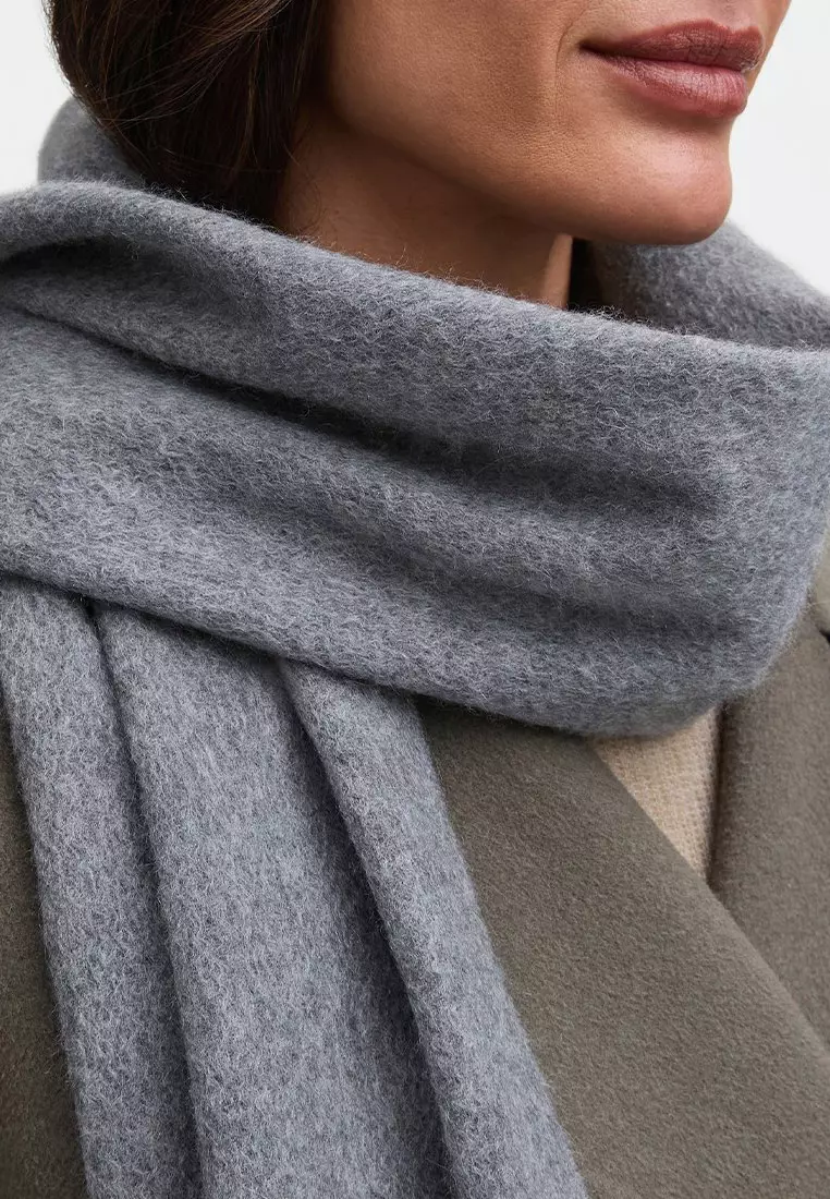 Aksesoris Wanita Plain Cashmere Virgin wool Pashmina Syal Wanita Grey