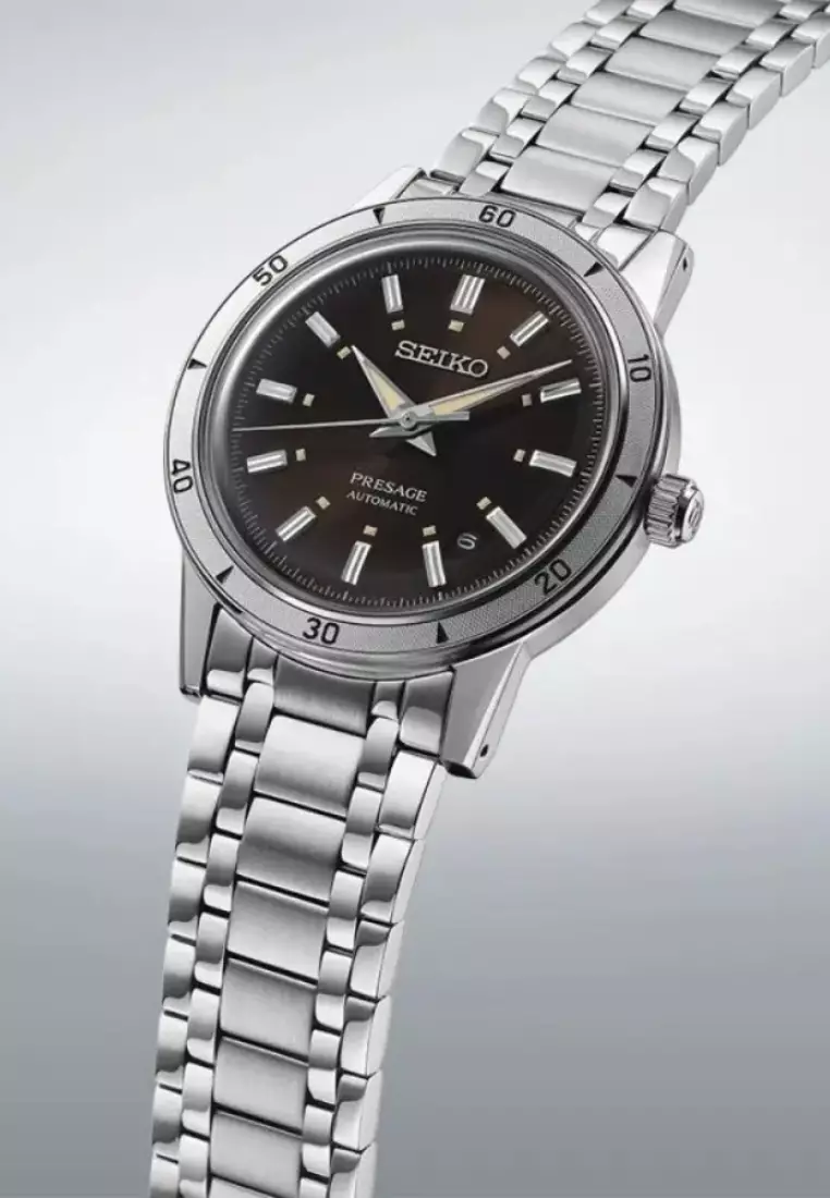 Seiko Presage Style 60s ‘Elegant Yet Rugged’ In Brown Dial Stainless Steel Band Automatic Watch SRPL09J1