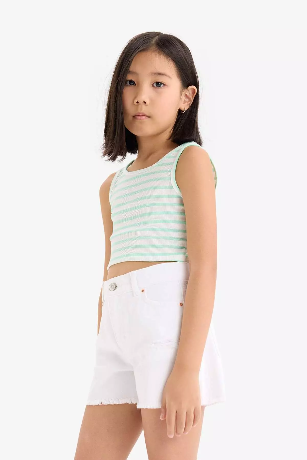 Girl's Crew Neck Striped Undershirt Z7814A625Hs