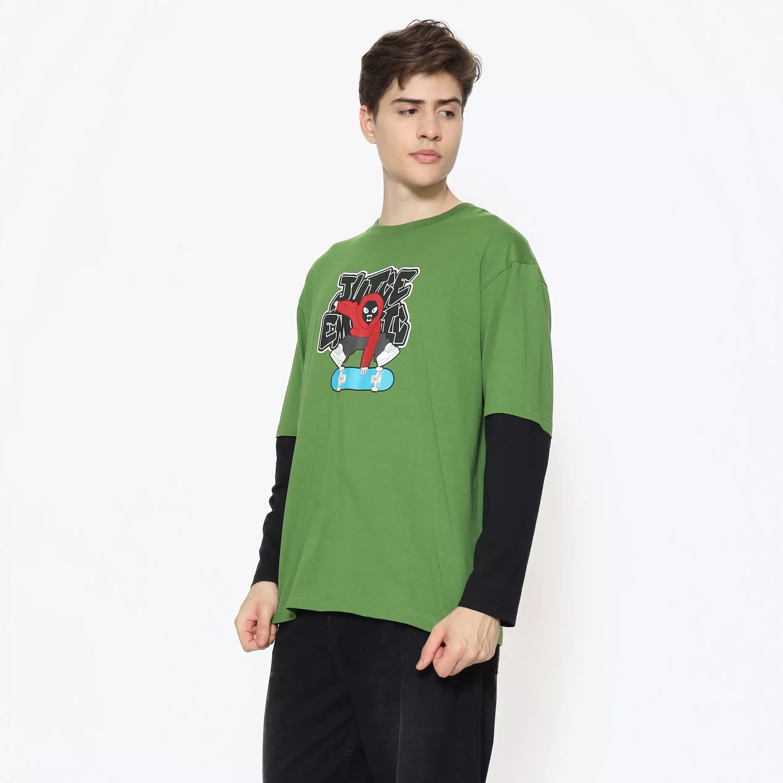 Juice Ematic Kaos Lengan Panjang Pria Vize Oversize Men Long Tee Planet Surf