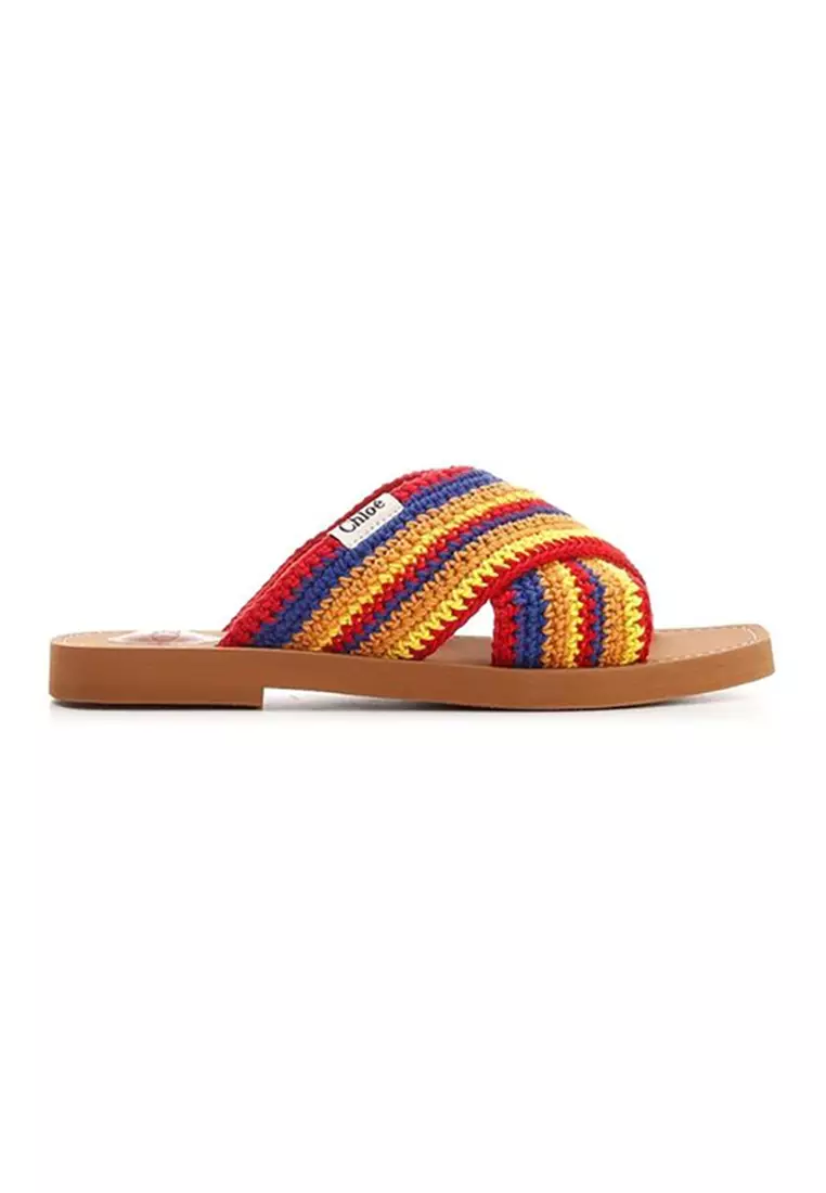 Discount on Chloé  shoes - SKU: Chloe Woody Flat Slide Women's Flip Flops In Multicolor